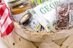 a basket filled with nuts and other food items