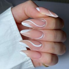 20 Acrylic Almond Nail Designs Beautiful Dawn Designs Almond Acrylic Nails Designs, White Almond Nails, Long Almond Nails, Nagel Tips, White Acrylic Nails, Basic Nails, Almond Nails Designs, Almond Acrylic Nails, Almond Nail