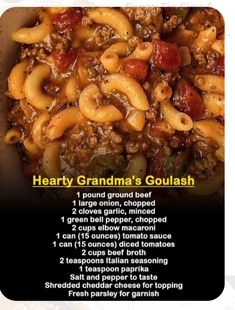 a recipe for hearty grandma's goulash