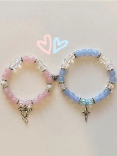 Multicolor  Collar  Glass   Embellished   Women Fashion Jewelry Asthetic Braclets Pic, Crystal Glass Beads Bracelet, Best Friend Bead Bracelet Ideas, Cute Crystal Bracelets, Color Block Bracelet, Matching Things With Bestie, Matching Bestie Jewelry, Bff Matching Jewelry, Beaded Matching Bracelets