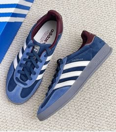 Blue sneakers 2024 Shoes, Gazelle Adidas, Adidas Gazelle Indoor, Shoe Wishlist, Mode Inspo, Adidas Gazelle