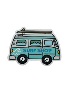 a sticker with the words surf shop on it