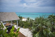 an ocean view from the top of a house