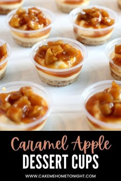 small dessert cups with caramel apple toppings