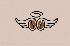 two coffee beans with angel wings logo