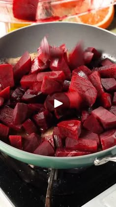 cooked beets in a frying pan on the stove