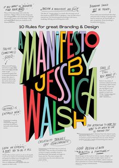 a poster with different types of lettering on it's sides and the words, which are