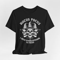 Mens Hocus Pocus Shirts, Funny Halloween T-shirt With Text Print, Hocus Pocus Tee, Black Horror T-shirt With Funny Print, Halloween Quotes Funny