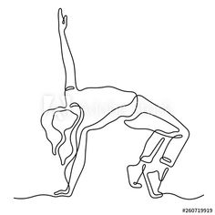 continuous line drawing of a person doing a handstand