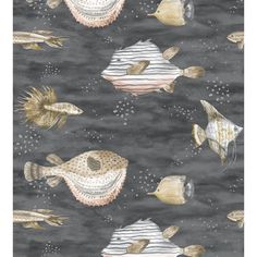 an image of fish in the water with stripes and dots on black background for wallpaper