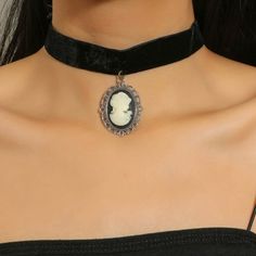 Victorian Gothcore Cameo Black Velvet Choker Victorian Metal Choker Gift, Victorian Style Metal Choker Necklace, Black Victorian Necklace, Cameo Choker Necklace, Cameo Choker, Black Victorian Choker Necklace, Black Velvet Choker Necklace, Victorian Accessories, Goth Accessories