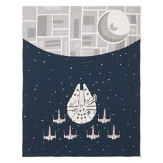 Bring intergalactic design to their sleep space with this cozy all-cotton quilt. Featuring the Millennium Falcon(TM) and a platoon of X-wing(TM) starfighters, it boasts an iconic Star Wars(TM) style. DETAILS THAT MATTER Quilt is expertly stitched by hand. 270-gram-weight cotton batting. Quilt and shams reverse to solid color. Quilted sham has a tie closure. Made of 100% cotton. KEY PRODUCT POINTS Quilt, sham and insert sold separately. Machine wash. STAR WARS (C) & (TM) 2025 Lucasfilm Ltd. Star Wars Quilt, Space Quilt, Kids Bed Linen, The Millennium Falcon, Quilted Bedding, Honeycomb Stitch, Linen Bedspread, Pb Kids, X Wing