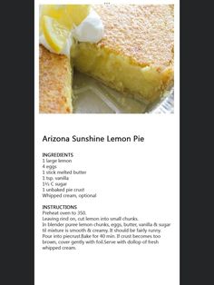 a recipe for lemon tart with instructions