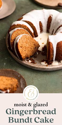 a bundt cake with white icing on a plate