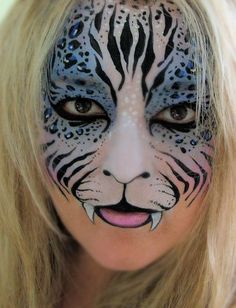 #tiger #leopard #cheetah Easy Leopard Face Paint, Wildcat Face Paint, Face Paint Leopard, Lion Woman, Leopard Body Painting, Rainbow Cheetah Face Paint, Fantasy Clay