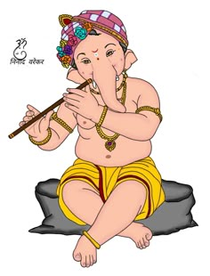 ganpati bappa morya Ganpati Bappa Illustration, Ganpati Illustration, Ganpati Bappa Drawing, Ganpati Drawing, God Drawings, Om Ganesh, Diy Wall Hanging Crafts, Temple Painting, God Pic