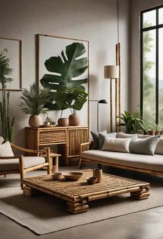 57 Sustainable Living Room Decor Ideas Interior Design Eco Friendly, Eco Chic Decor, Bamboo Living Room Decor, Eco Home Decor, Bamboo Room Decor, Earth Color Living Room, Bamboo Sofa Living Rooms, Sustainable Interior Design Eco Friendly, Bamboo Furniture Living Room