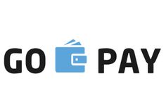 the go pay logo is shown in black and blue, with an open book on top