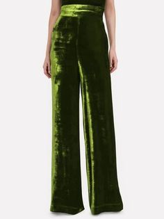 Formal Velvet Wide Leg Bottoms, Luxury Elegant Velvet Wide Leg Pants, Green Velvet Bell Bottoms, Fashion Wide Leg Pants, Velvet Wide Leg Pants, Luxury Velvet Wide-leg Pants, Style Uniform, Pocket Stitching, Uniform Fashion