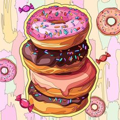 a stack of donuts sitting on top of each other