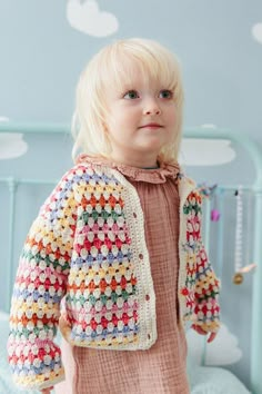 Granny's Little Cardie Crochet pattern by Fran Morgan | LoveCrafts Baby Cardigan Pattern, Crochet Baby Cardigan, Crochet Toddler, Patterned Cardigans, Crochet Cardigan Pattern, Basic Crochet Stitches