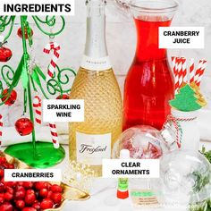 the ingredients to make christmas punch are labeled