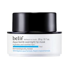 Aqua Bomb Overnight Lip Mask - belif | Sephora Belif Lip Mask, Overnight Lip Mask, Budget Beauty, Aloe Gel, Overnight Mask, Sephora Beauty, Lip Sleeping Mask, Effective Skin Care Products