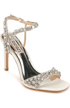 Badgley Mischka Collection Galia Embellished Sandal (Women) | Nordstrom Sparkly Wedding Shoes, Elegant Sandals, Badgley Mischka Shoes, Evening Sandals, Crystal Shoes, Embellished Sandals, Wedding Heels, Stiletto Sandals, Evening Shoes