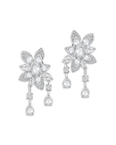 Harakh Diamond Flower Drop Earrings in 18K White Gold, 2.5 ct. t.w. Flower Drop Earrings, Diamond Flower, Gorgeous Jewelry, Jewelry Accessories, Buy Online, White Gold, Drop Earrings, Flowers, Gold