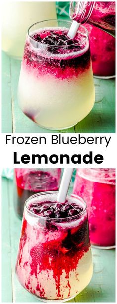 the frozen blueberry lemonade is ready to be eaten