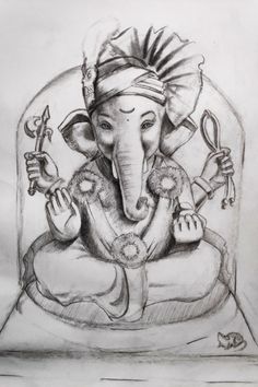 a drawing of an elephant sitting in a chair