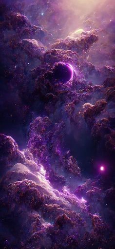 an abstract space scene with purple and blue colors