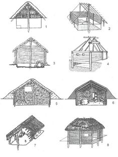 several different types of buildings and their functions in the construction of houses, from an old book