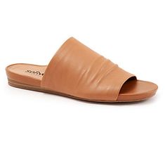 With a timeless upper and open-toe detail, this casual, slide-on sandal is a great fit for everyday wear. From Softwalk. Classic Slip-on Slides For Summer, Casual Open Heel Sport Sandals For Spring, Spring Slide Slippers With Rubber Sole, Spring Slides With Rubber Sole And Flat Heel, Spring Leather Open Toe Sport Sandals, Spring Slides With Rubber Sole And Round Toe, Comfortable Brown Sport Sandals For Spring, Spring Slip-on Sandals With Open Heel, Brown Open Toe Slip-on Sandals