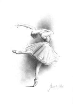 a pencil drawing of a ballerina dancer