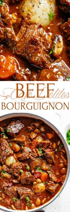 beef bourguignon with potatoes and carrots in a pot