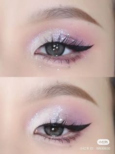 Pick Make Up Looks, Pastel Purple Makeup Looks, Soft Princess Makeup, Korean Pink Makeup, Purple Douyin Makeup, Pink And Green Eyeshadow Looks, Light Purple Makeup, Pink And Green Eyeshadow, Lilac Makeup