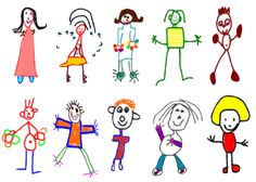 children's drawings on white background