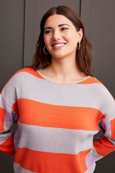 Bring bold style to everyday ensembles with this boat neck sweater flaunting bright stripes. It showcases a classic pop-over design, long sleeves with drop shoulders, and fine gauge knit fabric that envelopes you in comfort. Style: 1948O-3994-1408 Boat Neck Sweater, Hot Sweater, Cardigan Crop Top, Bright Stripes, Cardigan Crop, Flowy Pants, Bold Style, Boatneck Sweater, Sweater Tank Top