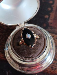 Antique Onyx and Opal - Etsy Black Onyx Ring Vintage, Black Onyx Ring, Onyx Ring, Onyx Stone, Ring Vintage, Black Onyx, Statement Rings, Onyx, Opal