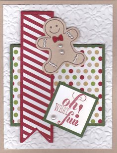 a close up of a card with a ginger on the front and an ornament on the back