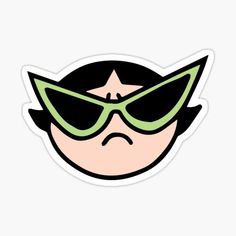 a woman wearing sunglasses with an angry look on her face sticker is shown in black and green