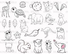 an animal doodle is shown in black and white