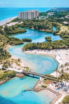 an aerial view of the beach and lagoons in florida