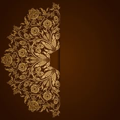 an intricate golden design on a brown background with space for your text or image illustration