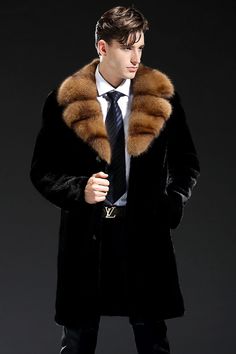 Mens Winter Coats, Black Fur Jacket, Coat Styles, Black Fur Coat, Fur Dress, Winter Fur Coats