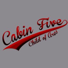 the logo for cabin five child of ares, which is red and black with white lettering