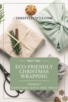 Eco-Friendly Christmas Wrapping title with an image of gifts wrapped in fabric and decorated with twine, cinnamon sticks, and pine leaves. Sustainable Living Quotes, Sustainable Living Diy, Sustainable Living Aesthetic, Sustainable Living For Beginners, Sustainable Living Room, Zero Waste Holiday, Christmas Tips, Live Sustainably, Eco Christmas