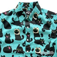 Blep voids. Bread voids. Butt licking voids. Scream voids. So many black cat voids on this adorable button up shirt! Perfect for a fun day out or dress it up and wear it into the office. ~ Sizing is unisex/men's sizing - please refer to the sizing chart. The fabric has a tight weave and no stretch. ~ Our shirts are printed on 100% cotton and are machine washable. ~ Full care instructions are printed on an inside tag. ~ Each shirt is sewn by hand and has a unique pattern placement. I cannot guara Funny Button Up Shirts, Unique Button Up Shirts, Playful Black Cotton Shirt, Black Casual Shirt With Cat Print, Casual Black Shirt With Cat Print, Fun Black Long Sleeve Shirt, Cool Button Up Shirts, Patterned Button Up, Aesthetic Button Up Shirt