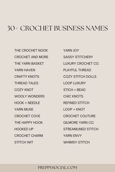 the 30 crochet business names list